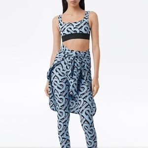 Burberry Women's Blue Tb Monogram Print Leggings And Sports Bra Co-Oord Set